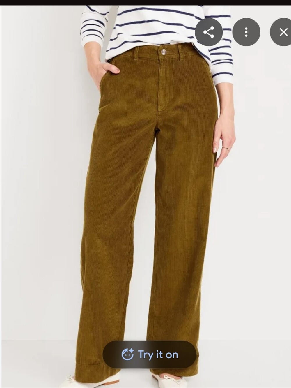 Old Navy Olive Green Corduroy High Rise Wide Leg Pants Size 16
